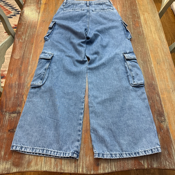 Favorite Daughter The Carly Shortie Cargo Wide Leg Jeans Size 24 Super Hi-Rise - Picture 10 of 15